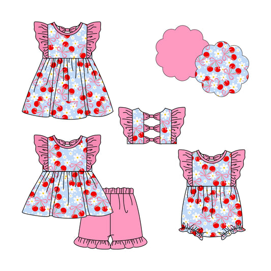 ( Moq 5 Each Style ) Baby Girl Short Sleeves Flower Bows Sibling Summer Romper Dress Set 4.24