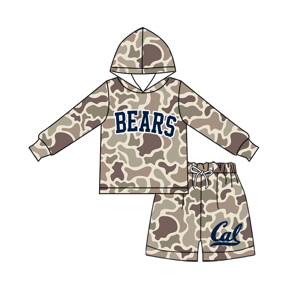 ( Moq 5 ) Baby Girls Kids Long Sleeves Hoodie Shirt Camo Shorts Team Set Clothes