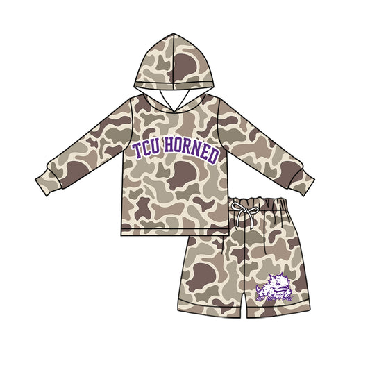 ( Moq 5 ) Baby Girls Kids Long Sleeves Hoodie Shirt Camo Shorts Team Set Clothes