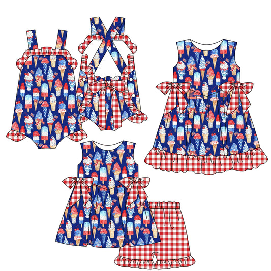 Baby Girl Sleeveless Popsicles July 4th Sibling Romper Dress Set ( Moq 5 Each Style ) 3.5