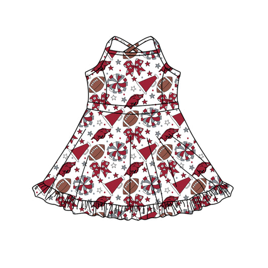 ( Moq 5 ) Baby Girls Toddler Straps Pigs Bows Cheer Football Shorts Ruffle Dress Team Clothes