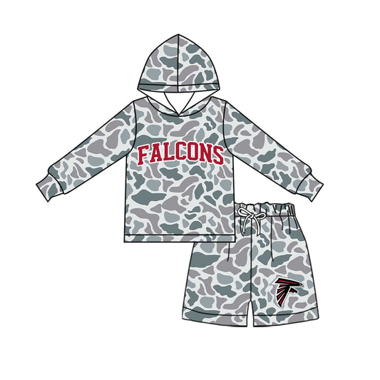( Moq 5 ) Baby Girls Kids Long Sleeves Hoodie Shirt Camo Shorts Team Set Clothes