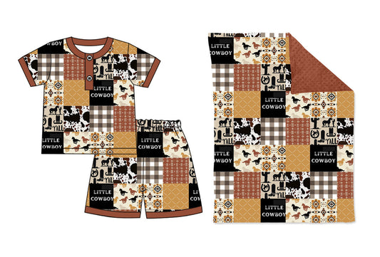 Baby Kids Western Cowboy Sibling Blanket Set ( Moq 5 Each Style ) 2.15