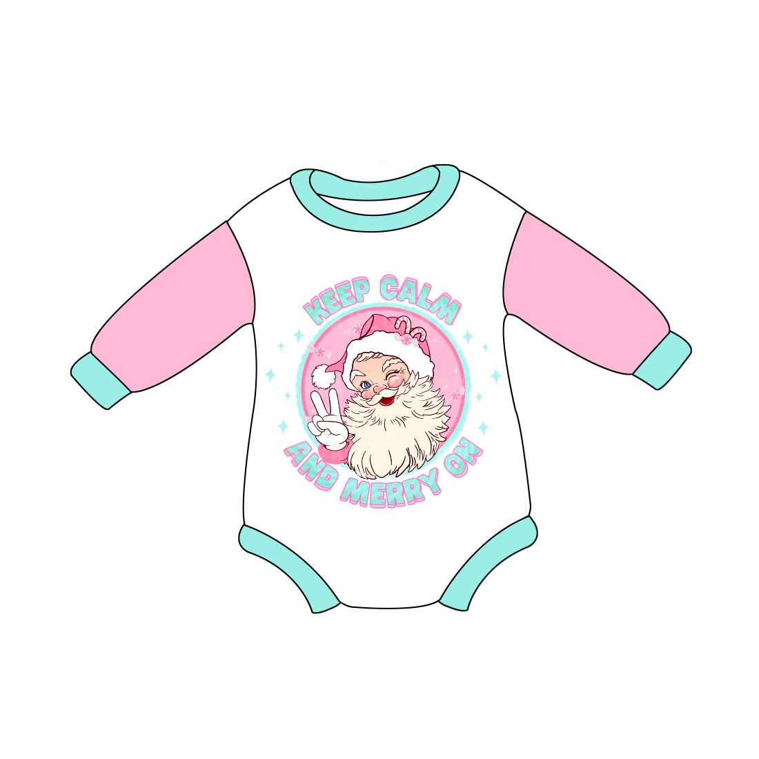 Baby Girl Long Sleeves Christmas Santa Pink Romper