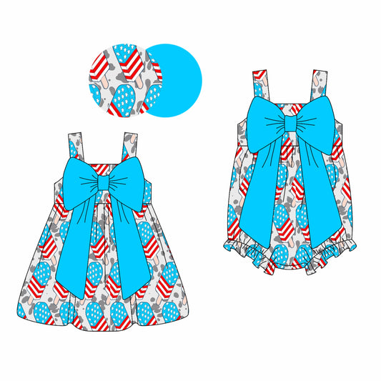 Baby Girl Popsicles Blue Bows Sibling Romper Dress ( Moq 5 Each Style ) 2.25