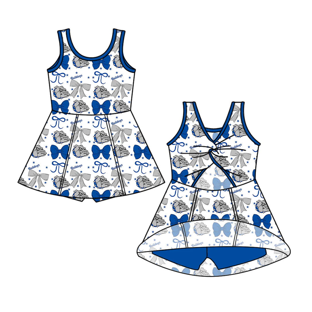( Moq 5 each style ) Baby Boy Girl Summer Dog Team Sibling Drip Bows Shorts Shirt Dress Set 7.17