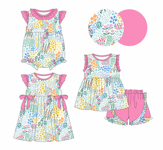 ( Moq 5 Each Style ) Baby Girls Kids Floral Sibling Summer Romper Dress Set Clothes
