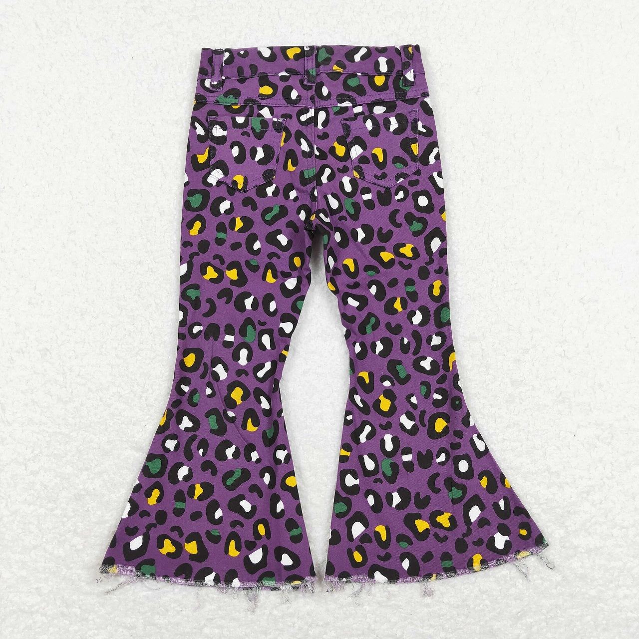 P0313 Baby Girl Mardi Gras Leopard Denim Pants Purple Jeans