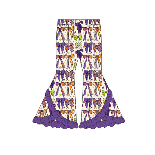 ( Moq 5 ) Baby Girls Kids Halloween Bows Purple Ruffle Bell Pants Bottoms Clothes