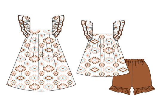 Baby Girl Western Aztec Sibling Dress Set ( Moq 5 Each Style ) 2.14