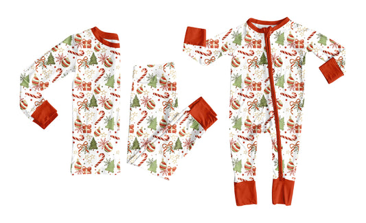 ( Moq 5 Each Style ) Baby Girl Toddler Christmas Tree Sibling Zipper Romper Set