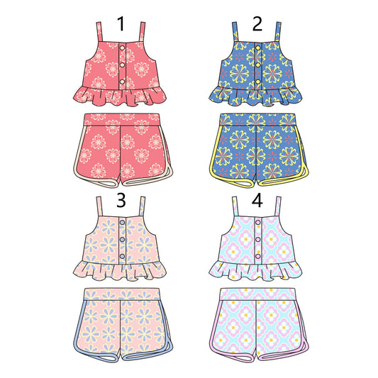 Baby Girl Straps Flower Shorts Sibling Set ( Moq 5 Each Style ) 1.15