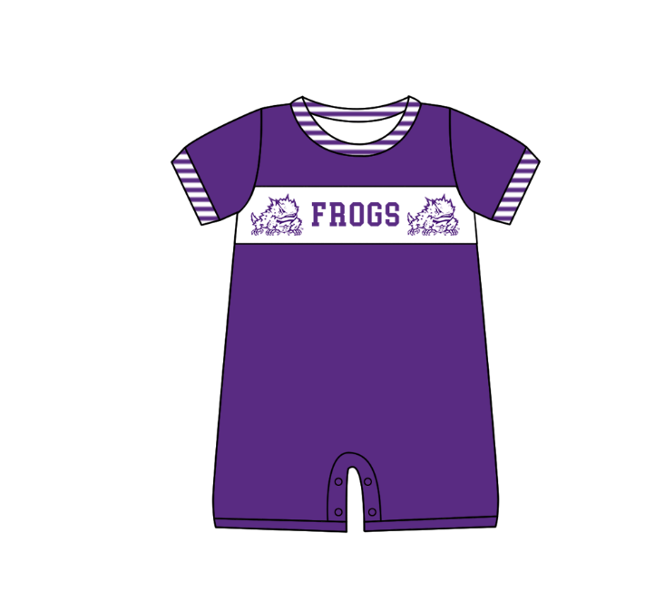 ( Moq 5 Each Style ) Baby Boys Girls Kids Short Sleeves Team Sibling Purple Romper Dress Set