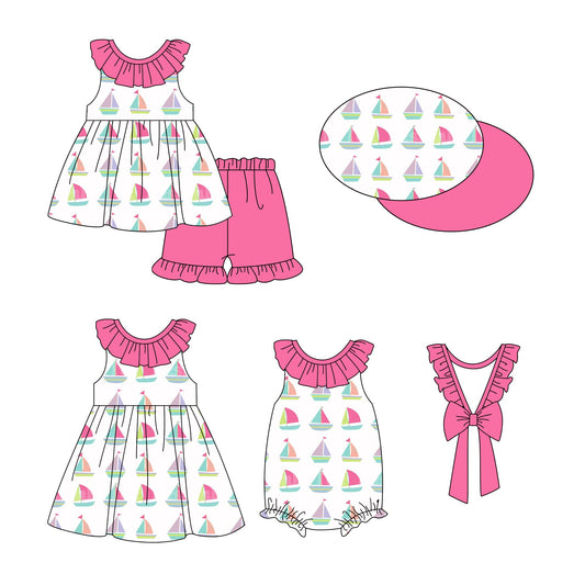 Baby Girl Howdy Boats Summer Sibling Romper Dress Set ( Moq 5 Each Style ) 3.10
