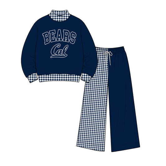( Moq 5 ) Baby Girls Kids Long Sleeves Shirt Plaid Pants Team Set Clothes
