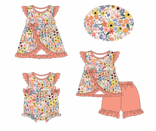 Baby Girl Flower Bows Sibling Romper Dress Set ( Moq 5 Each Style ) 1.13