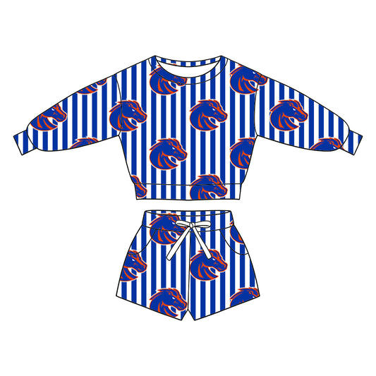 ( Moq 5 ) Baby Girls Kids Long Sleeves Shirt Pockets Shorts Team Set Clothes