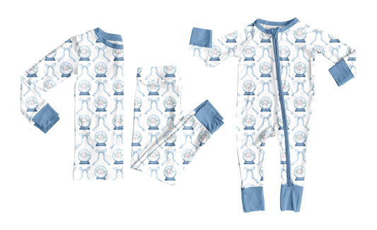 ( Moq 5 Each Style ) Baby Girl Toddler Blue Bows Sibling Romper Set