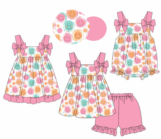 Baby Girl Straps Smile Bows Sibling Romper Dress Set ( Moq 5 Each Style ) 1.24