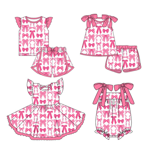 Baby Girl Pink Bows Summer Sibling Romper Dress Set ( Moq 5 Each Style ) 3.13