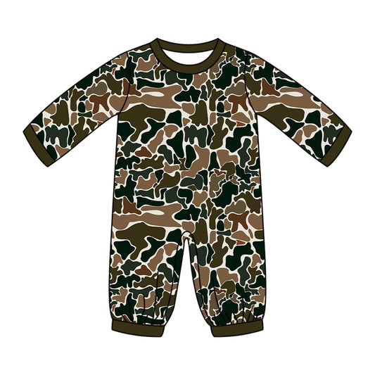 ( Moq 5 ) Preorder Baby Kids Infant Long Sleeves Brown Camo Print Romper Clothes