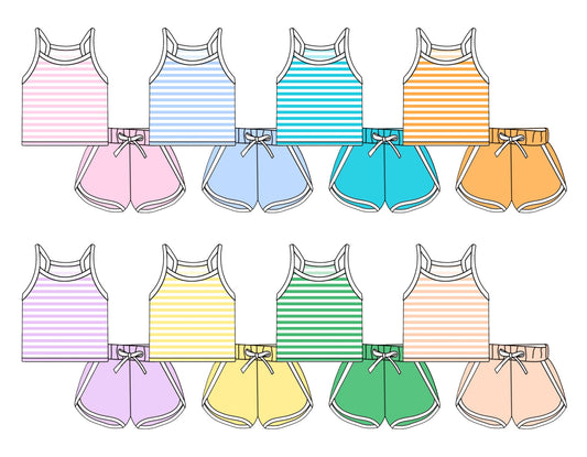 ( Moq 5 Each Style ) Baby Girl Sleeveless Stripes Sibling Summer Set 4.16