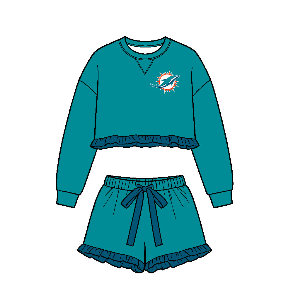 ( Moq 5 ) Baby Girls Kids Long Sleeves Ruffle Shirt Shorts Team Set Clothes