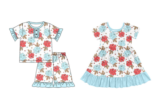 ( Moq 5 Each Style ) Baby Girl Short Sleeves Flower Sibling Dress Set 3.31