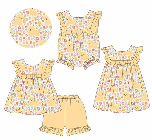 ( Moq 5 Each Style ) Sibling Baby Girls Kids Dogs Flower Romper Dress Set Clothes