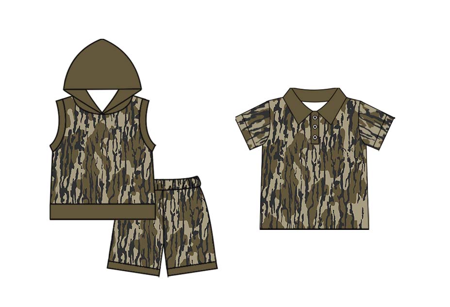 Baby Boy Camo Summer Sibling Shirt Clothes Set ( Moq 5 Each style )