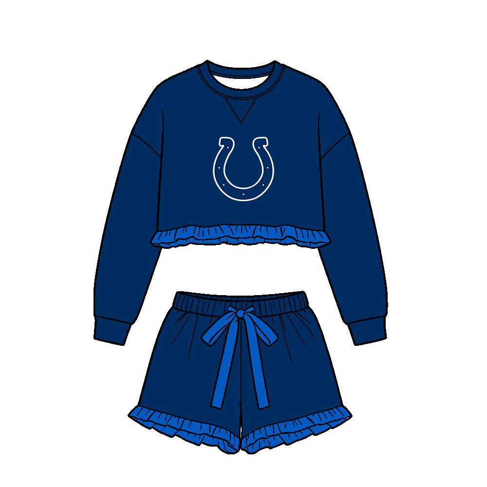 ( Moq 5 ) Baby Girls Kids Long Sleeves Ruffle Shirt Shorts Team Set Clothes