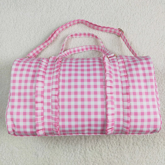 Kids Girl Adult Pink Plaid Ruffle Gym Bag RTS