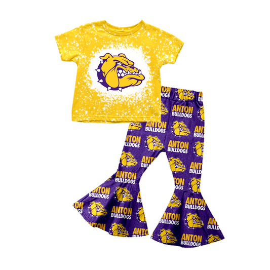 Baby Girl Short Sleeves Dog Team Shirt Bell Pants Clothes Set Moq 5