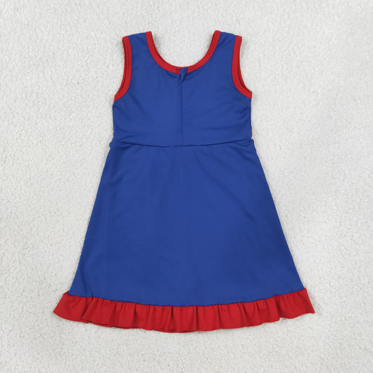 Baby Girls Kids Sleeveless Shorts Knee Length Navy Dress Yoga Active Scallop Clothes RTS
