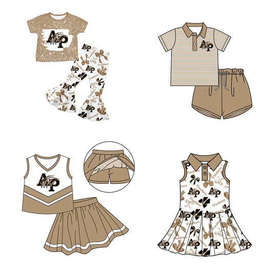 ( Moq 5 each style ) Baby Boy Girl Toddler AP Team Bows Sibling Dress Set