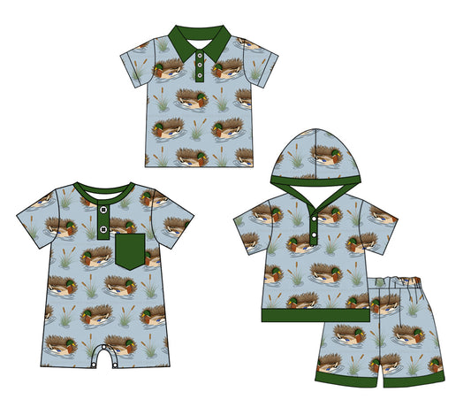 Baby Boy Short Sleeves Sibling Ducks Romper Clothes Set ( Moq 5 Each Design )11.26