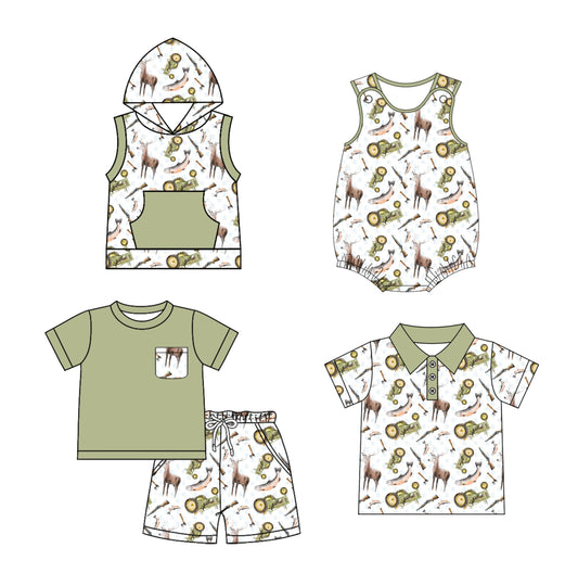 Baby Boy Hunting Deer Fishing Sibling Romper Shirt Set ( Moq 5 Each Style ) 2.10