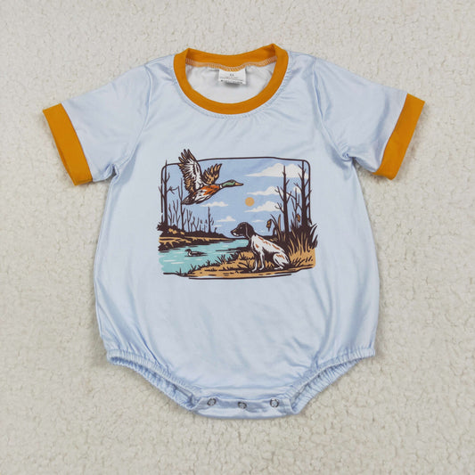 Baby Boy Short Sleeves Duck Dog Bubble Romper RTS