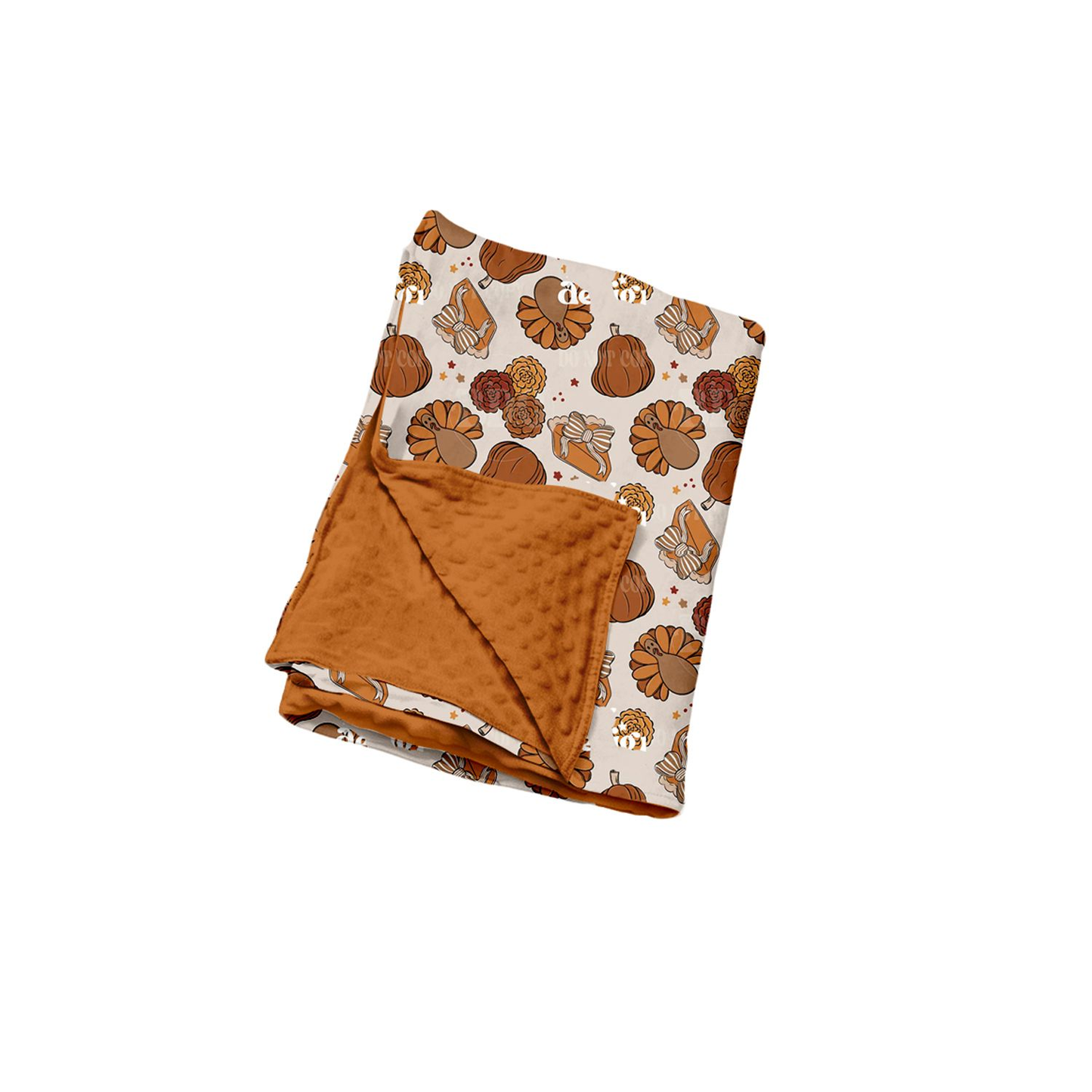 ( Moq 5 ) Preorder Baby Girls Kids turkey Pumpkins Bows Thanksgiving Blanket