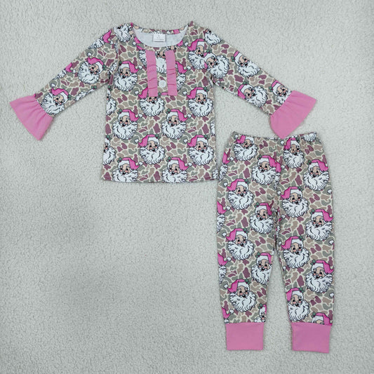 Baby Girls Kids Long Sleeves Christmas Santa Shirt Pants Pajamas Set Camo Clothes RTS