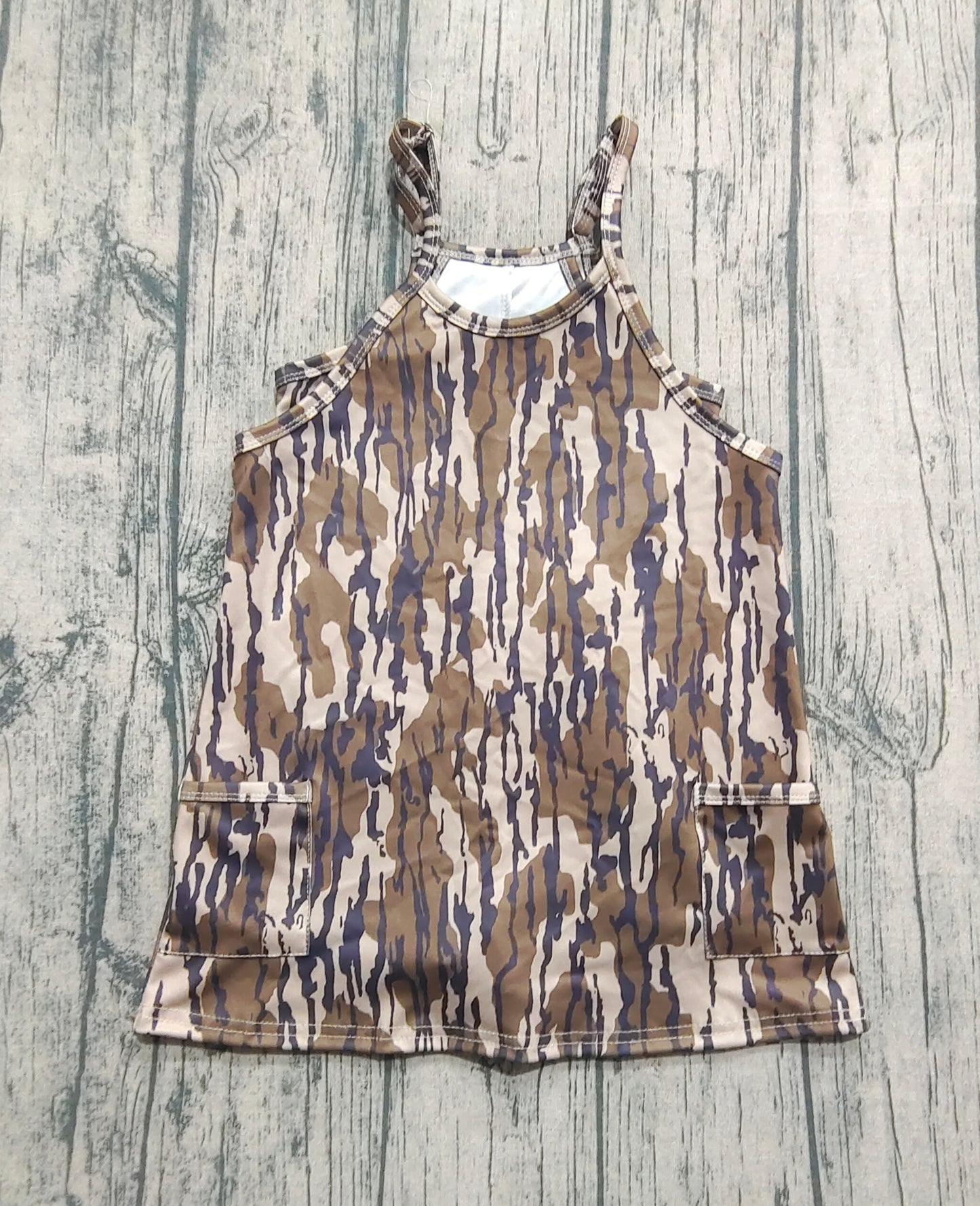 Baby Girl Straps Camo Pockets Yoga Active Knee Length Dress RTS