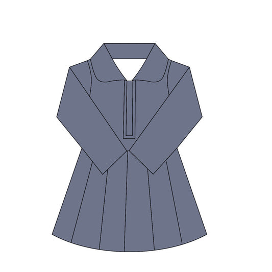 ( Moq 10 ) Baby Girl Gray Long Sleeves Zipper Activity Wear Yoga Knee Length Dress