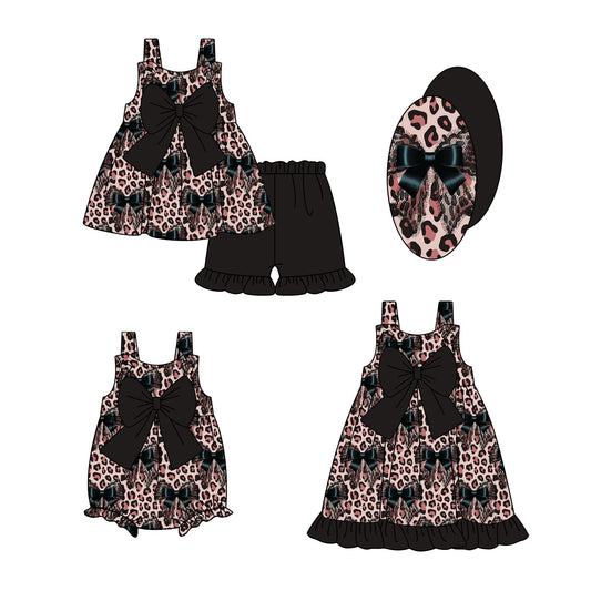 Baby Girl Straps Leopard Bows Sibling Romper Dress Set ( Moq 5 Each Style ) 1.24