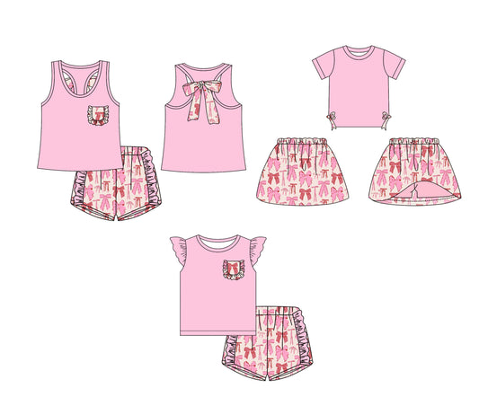 Baby Girl Pink Bows Summer Sibling Set ( Moq 5 Each Design ) 12.14