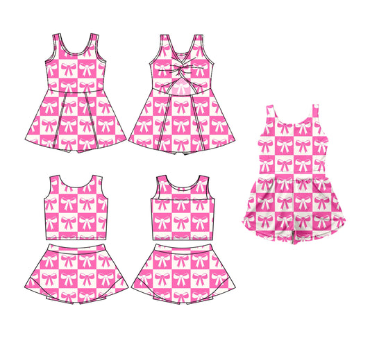 Baby Girl Sleeveless Checked Bows Sibling Jumpsuit Dress Set ( Moq 5 Each Style ) 3.19