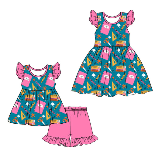 Baby Girl Back To School Books Sibling Dress Set ( Moq 5 Each Style ) 1.11