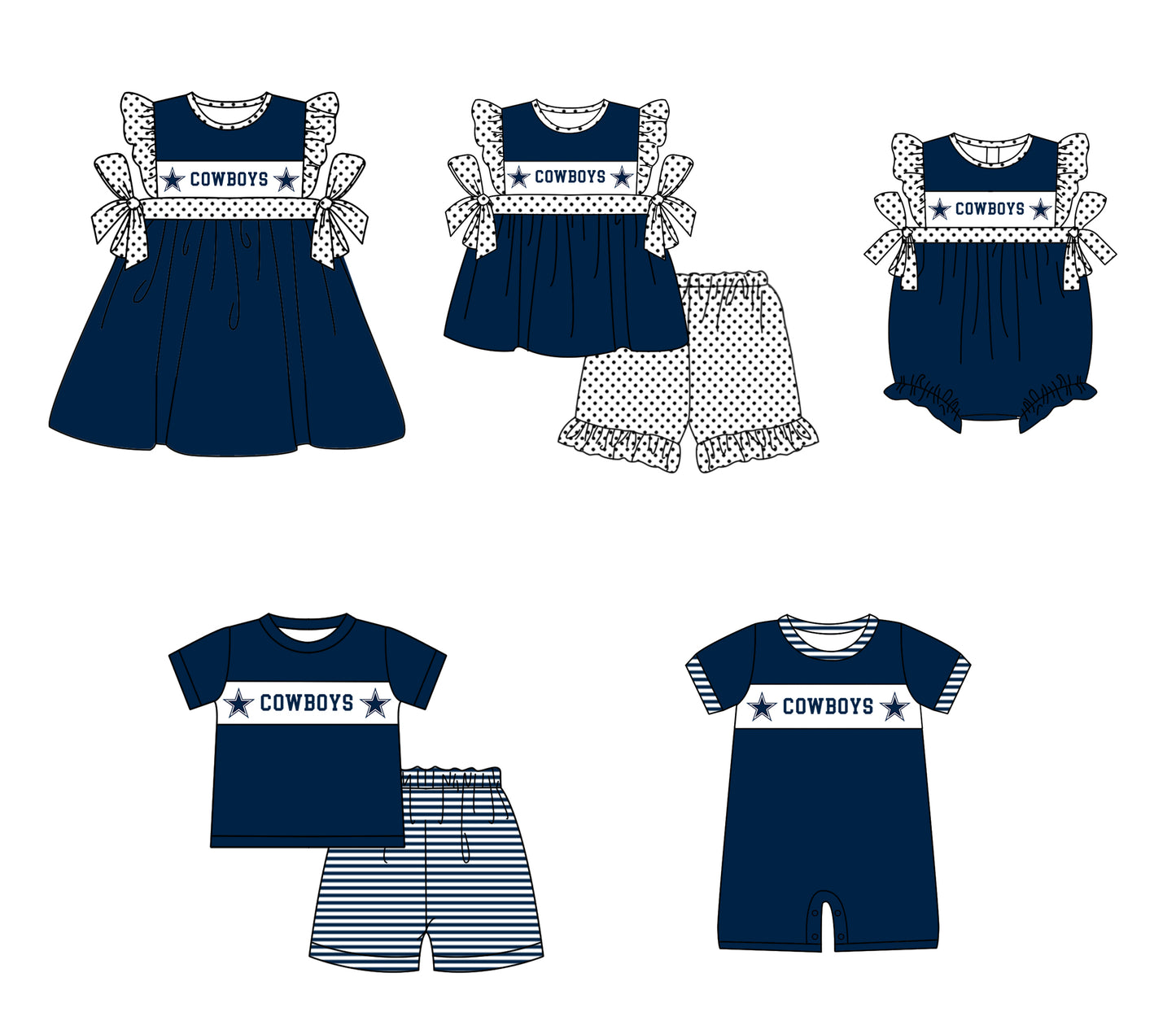 ( Moq 5 ) Baby Girls Kids Short Sleeves Team Bubble Navy Romper