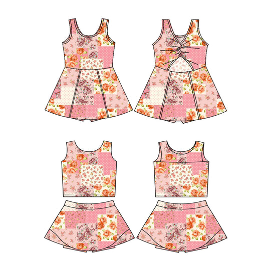 Baby Girl Sleeveless Flower Sibling Shorts Dress Set ( Moq 5 Each Style ) 3.3