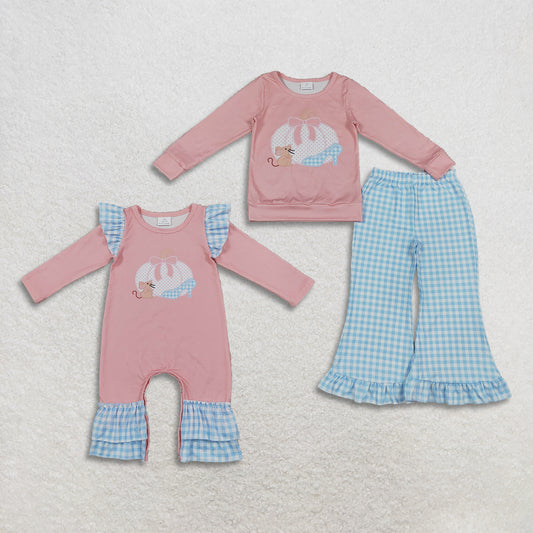 Sibling Baby Girls Kids Long Sleeves Pumpkins Romper Set Fall Clothes RTS