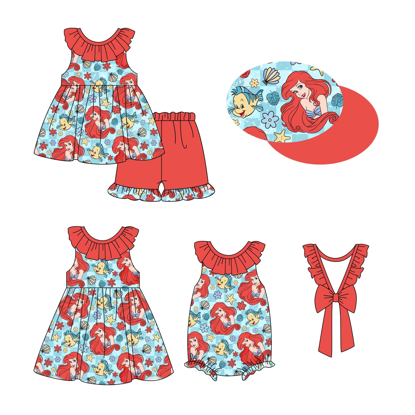 Baby Girl Princess Flower Sibling Romper Dress Set ( Moq 5 Each Style ) 12.28
